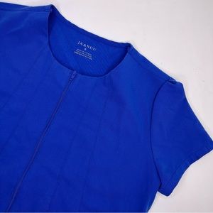 Jaanuu Princess Full Zip‎ Scrub Top in Royal Blue Size Small